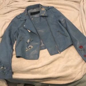 A blue fo-Leather jacket